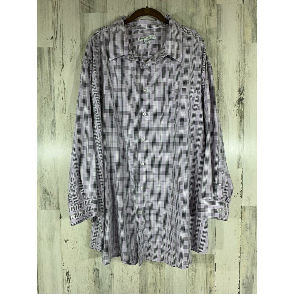 King Size Kings Court Button Down Shirt Big Mens Size 20 33/4 Lavender Plaid‎